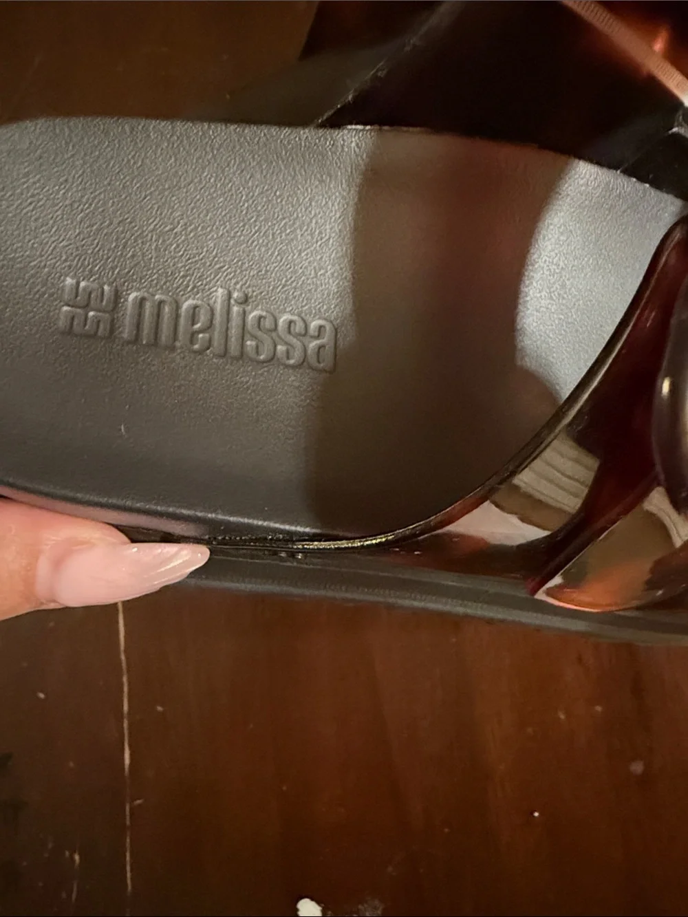 Mini Melissa Women's Double Buckle Slides in Black and Tortoiseshell